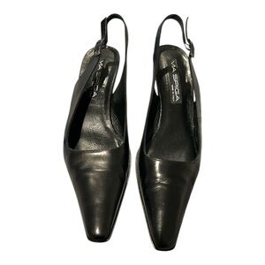 Via Spiga Vintage Women's Slingbacks Size 40 EU/ US 9 Black Squate Toe